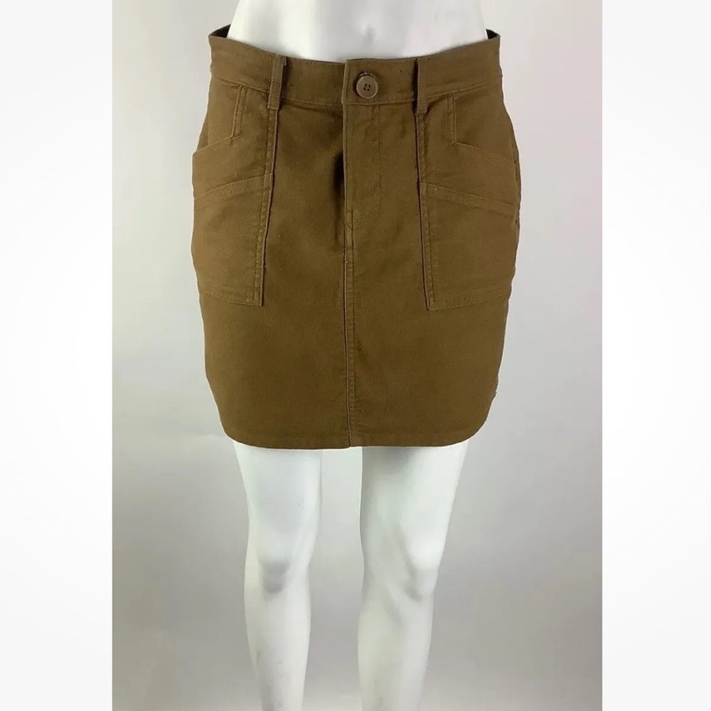Prana Sz 4 Corduroy A-Line Cargo Skirt Brown Organic Cotton Blend Casual - Picture 1 of 5